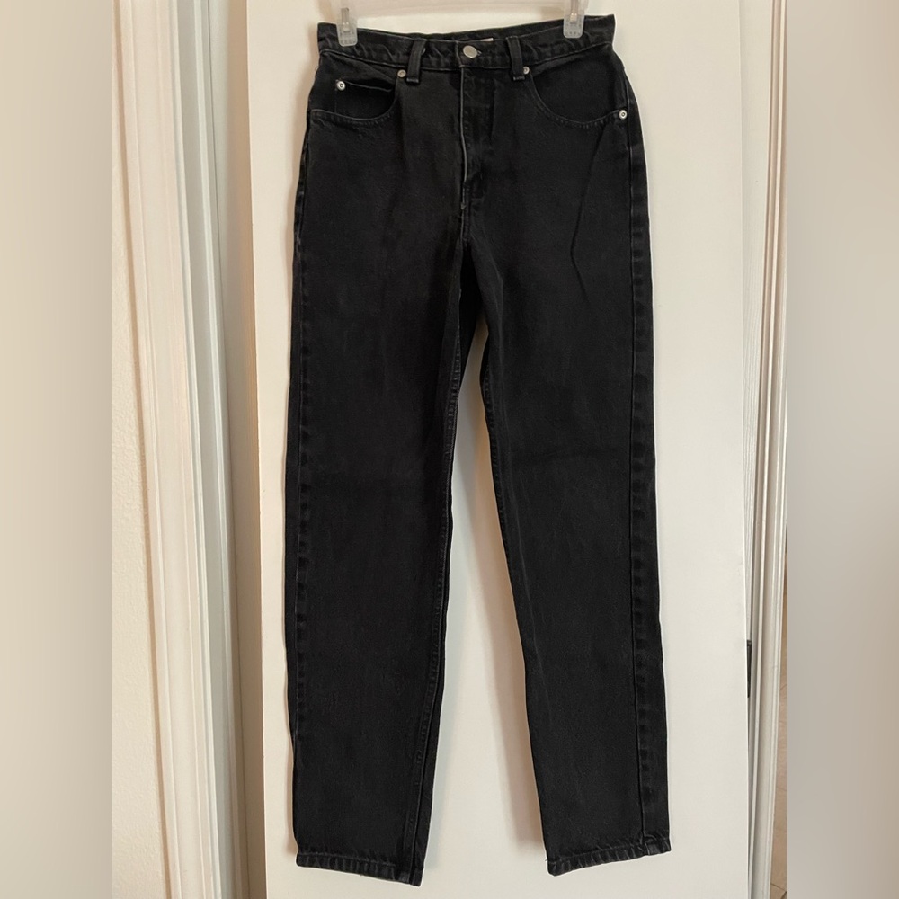 26” Geoffrey Beene Cotton High Rise Straight/Slight Barrel Denim Jeans Black